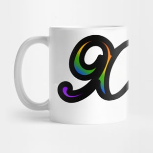 Rainbow Cursive Letter X Mug